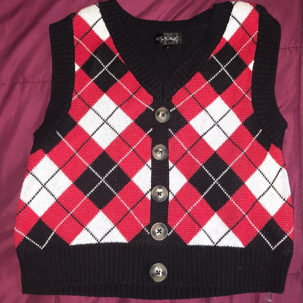 Red sweater vest